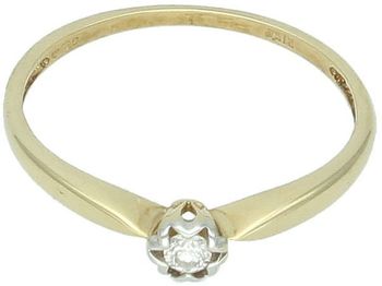 Pierścionek złoty DIAMENT żółte złoto, jeden diament 'Miłość' CH485HSI 585.jpg